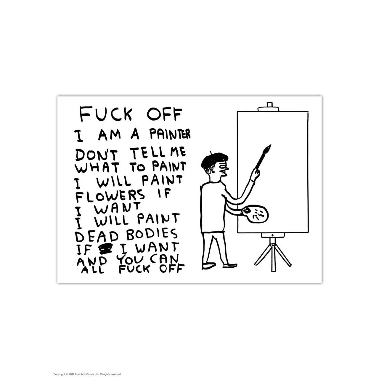 I Am A Painter- Art Postcard David Shrigley