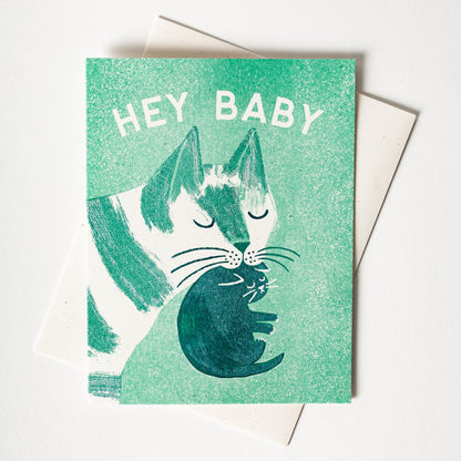 Hey Baby - Risograph Card