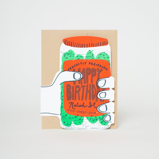 Pickle Birthday Die-Cut Letterpress Greeting Card By Egg Press
