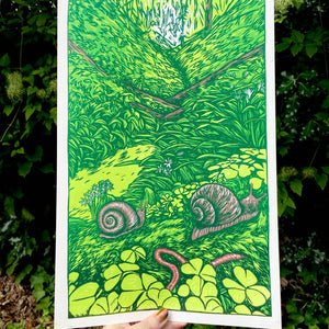 PNW Nature Linocut Print