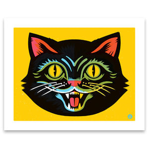 Black Cat Head 8x10 Print