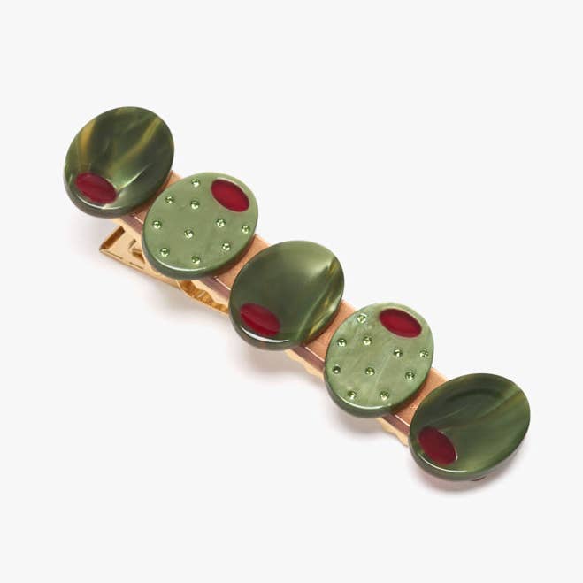 Green Olive Sparkly Cocktail Alligator Hair Clip
