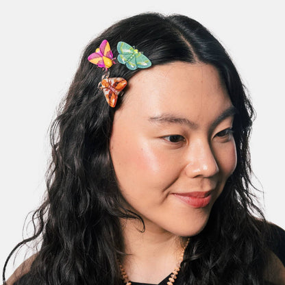 Allie Moth Hair Clips in Dream Flyers