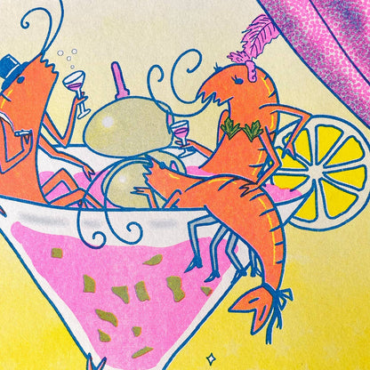 Pink Prawny Club - Riso Print
