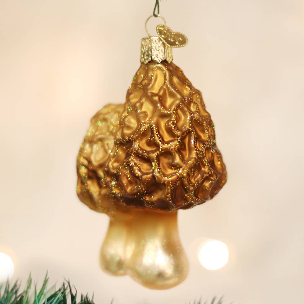 Morel Mushrooms Glass Ornament