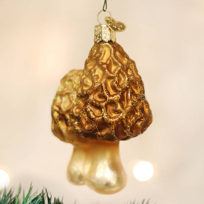 Morel Mushrooms Glass Ornament