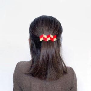 Zig Zag Barrette In Yellow + Punch