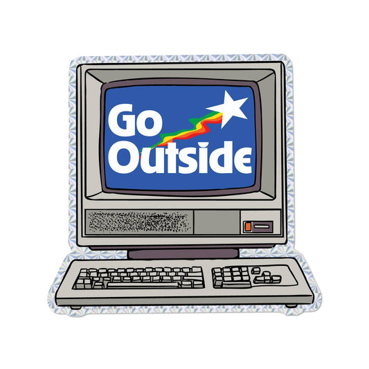 Go Outside Computer Prismatic Sticker