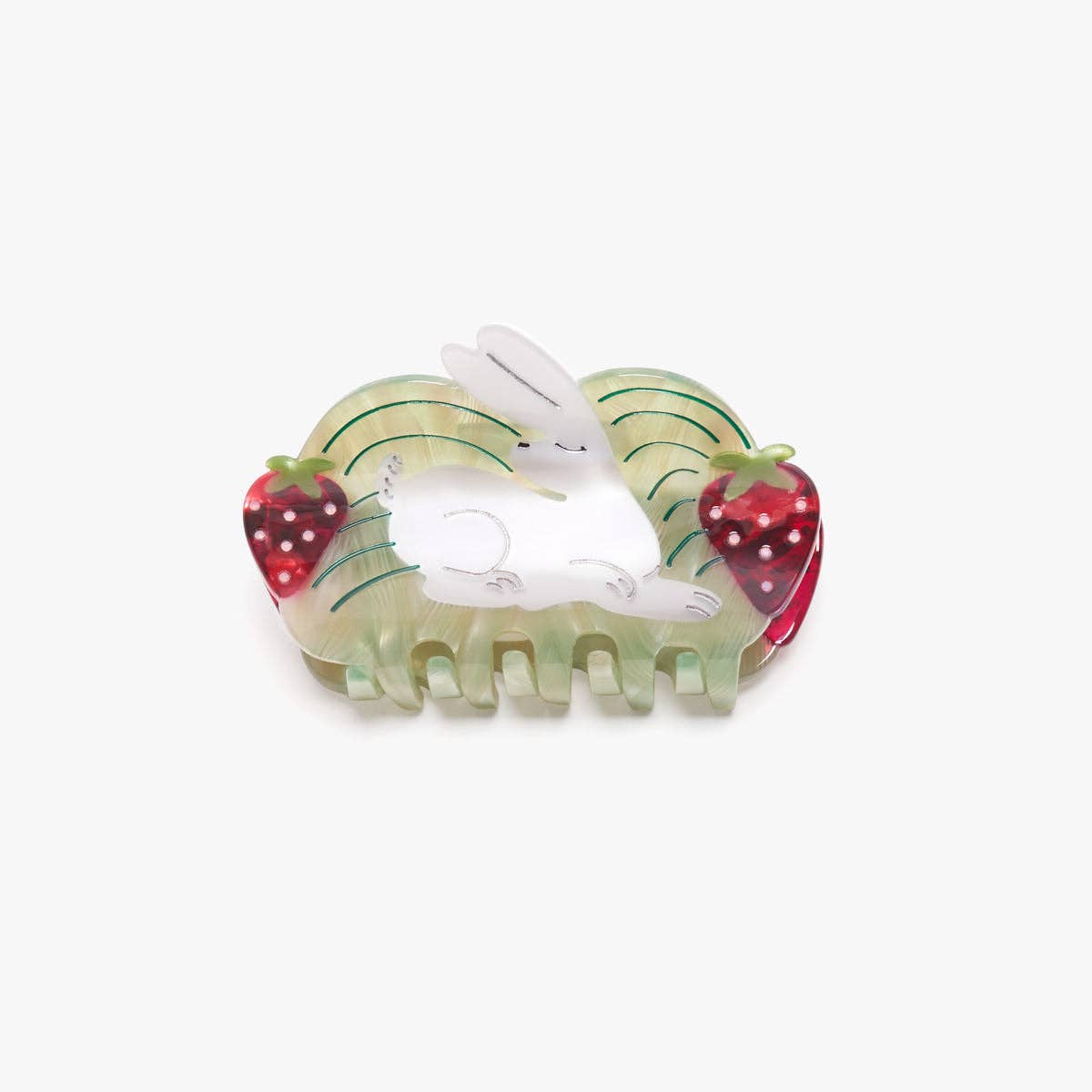 Strawberry Fields White Rabbit Cute Acetate Hair Claw Clip