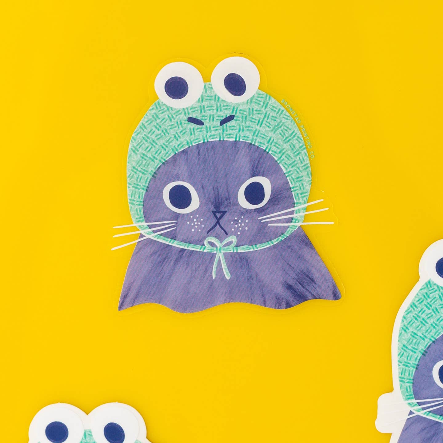 Frog Hat Cat Sticker Clear
