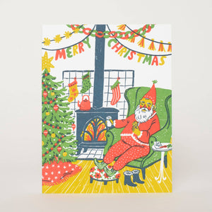 Santa's Snack Holiday Letterpress Greeting Card By Phoebe Wahl