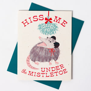 Hiss Me Under The Mistletoe Christmas Card