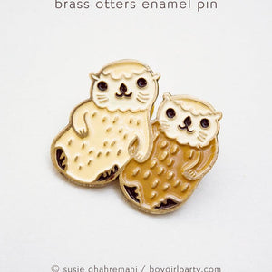 Otters Holding Hands Enamel Pin