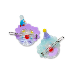 Cute Clowns Acetate Hair Clip Pair