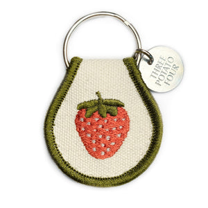 Strawberry Embroidered Keychain
