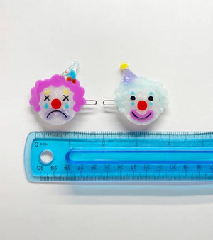 Cute Clowns Acetate Hair Clip Pair