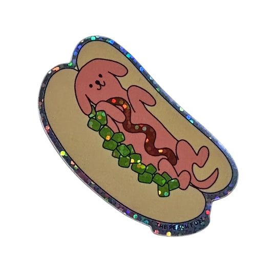 Hot Doggy Dog Glitter Sticker
