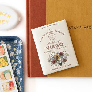 Virgo (Aug 23 - Sept 22) Flower Zodiac Sticker Card Set