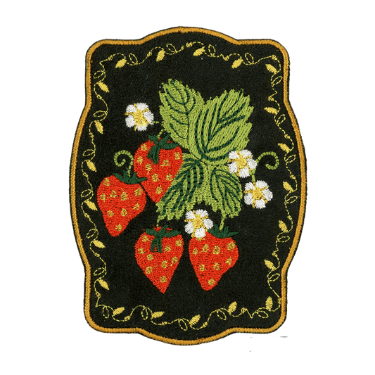 Strawberries Faux Suede Patch
