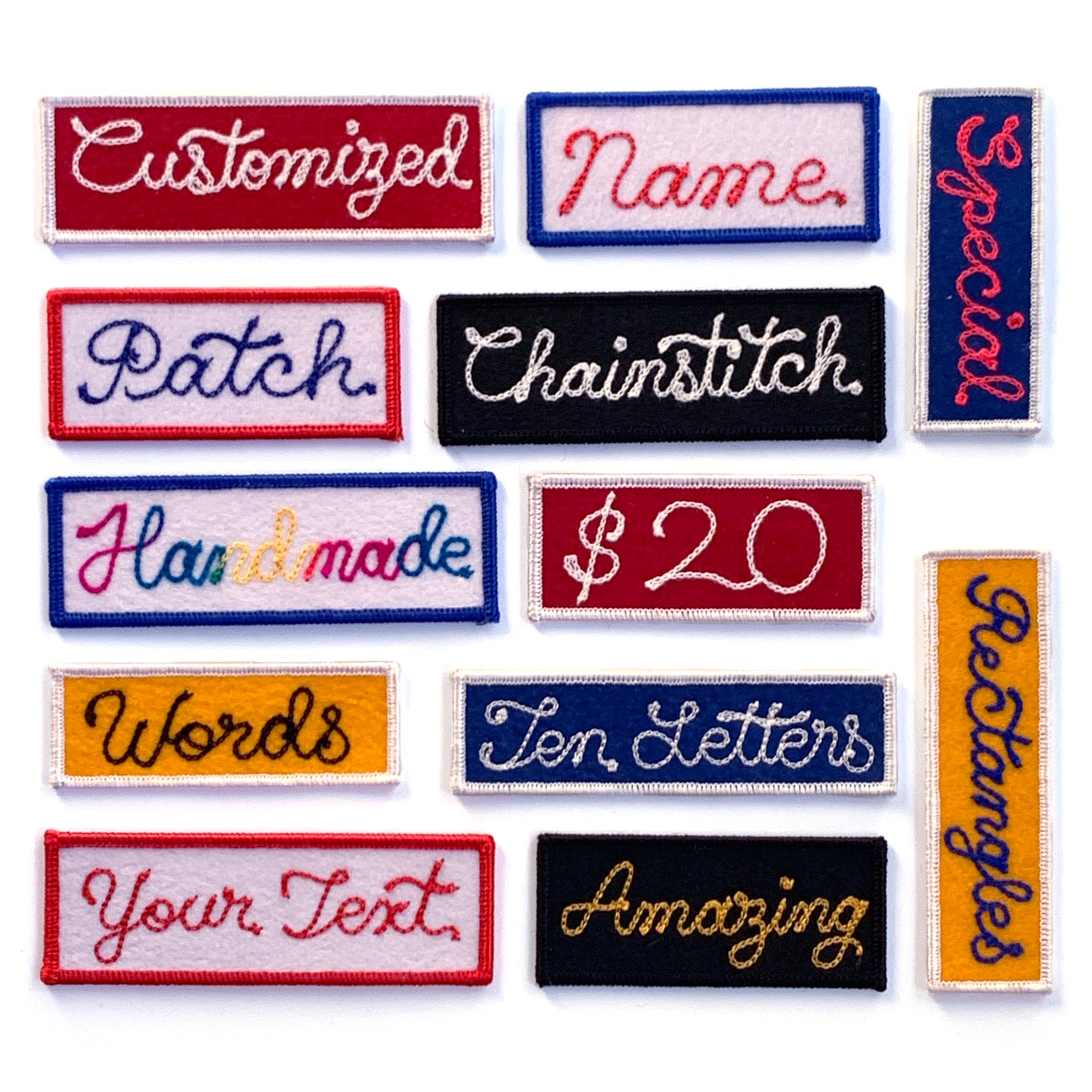 CUSTOM Rectangle Chainstitch Patch