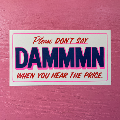 Please Don't Say DAMMMN Riso Print Pink/Red/Blue